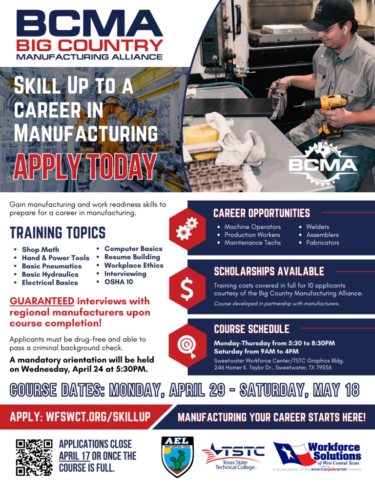BCMA Manufacturing Skill-Up Flyer